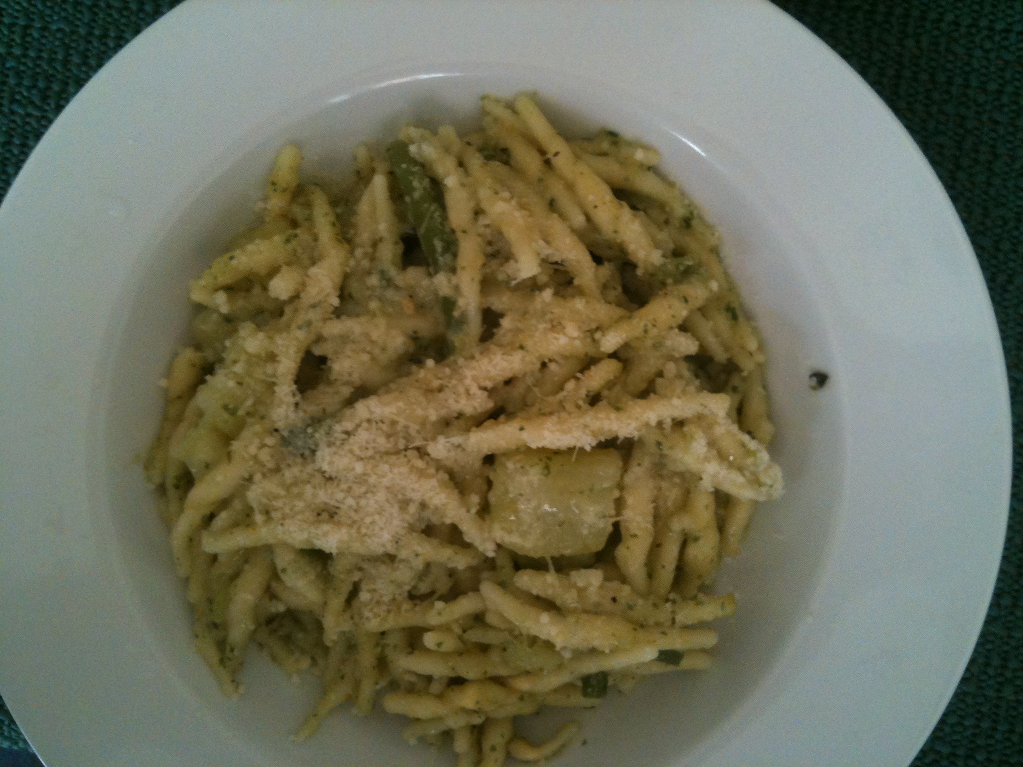 trofie al pesto, potatoes, beans