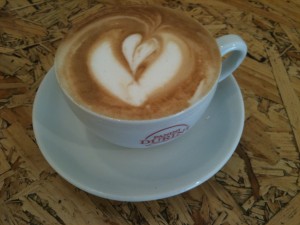 Cappuccino with a double heart, cappuccino art